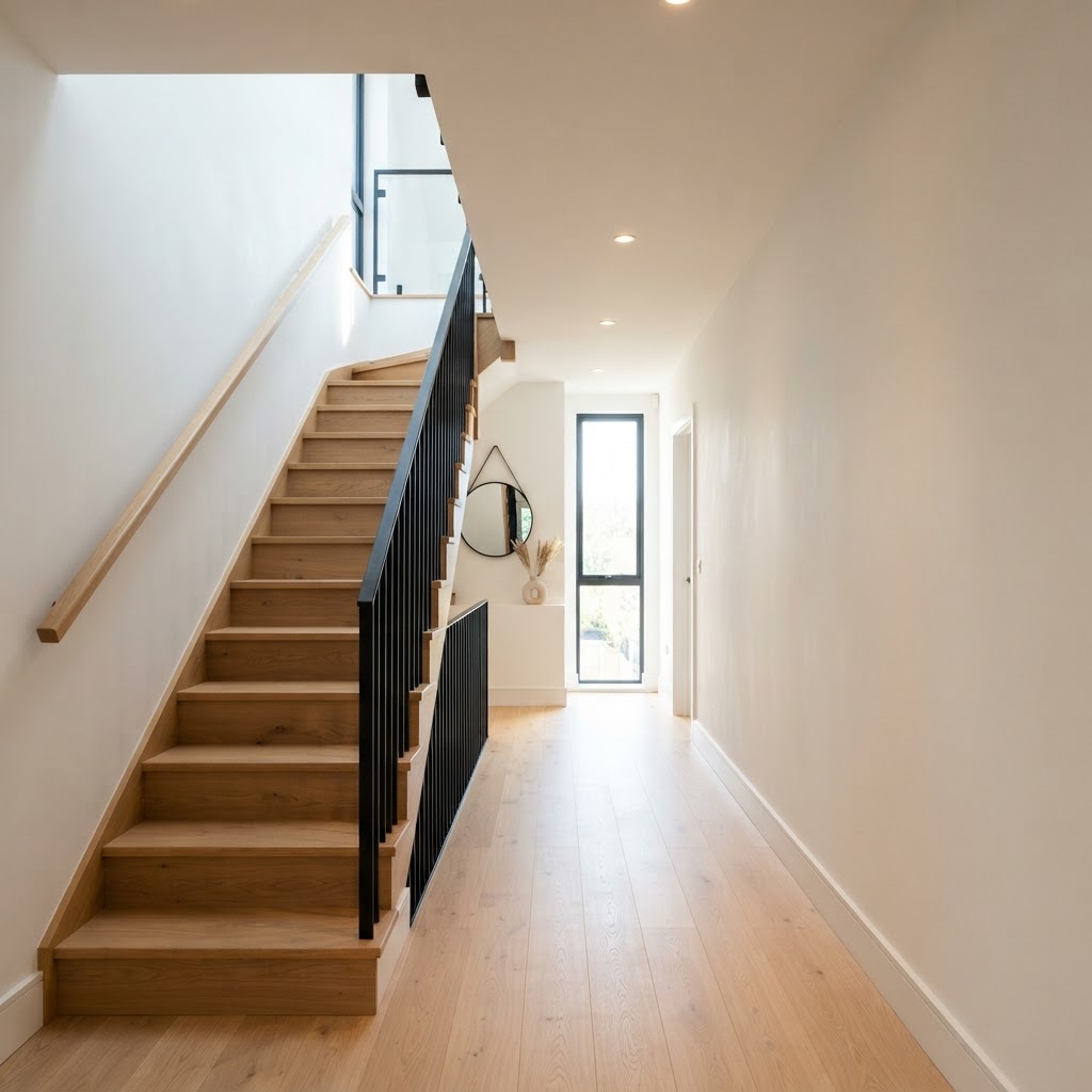 Renovated hallway and staircase by ALLURE GROUP