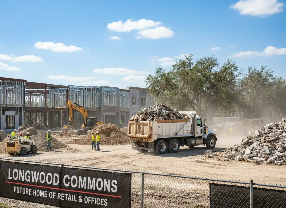 Demolition debris hauled from a Longwood site