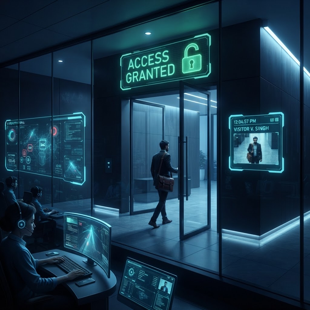 Lobby door released remotely with entry logged