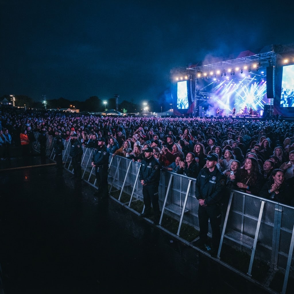 Security team at a night festival