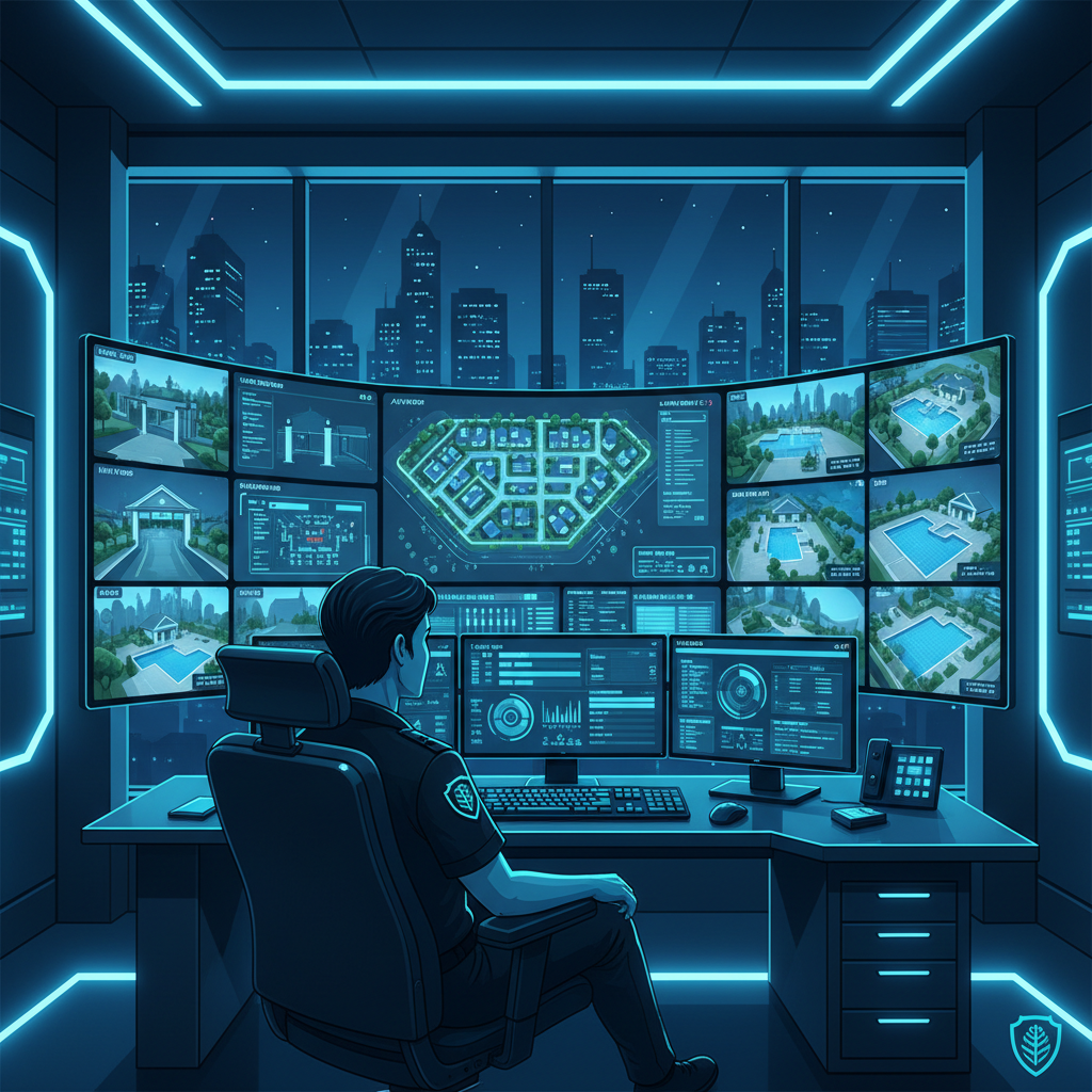 Security operator at command center