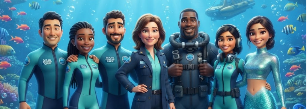 The full Max Security USA team as their ocean characters