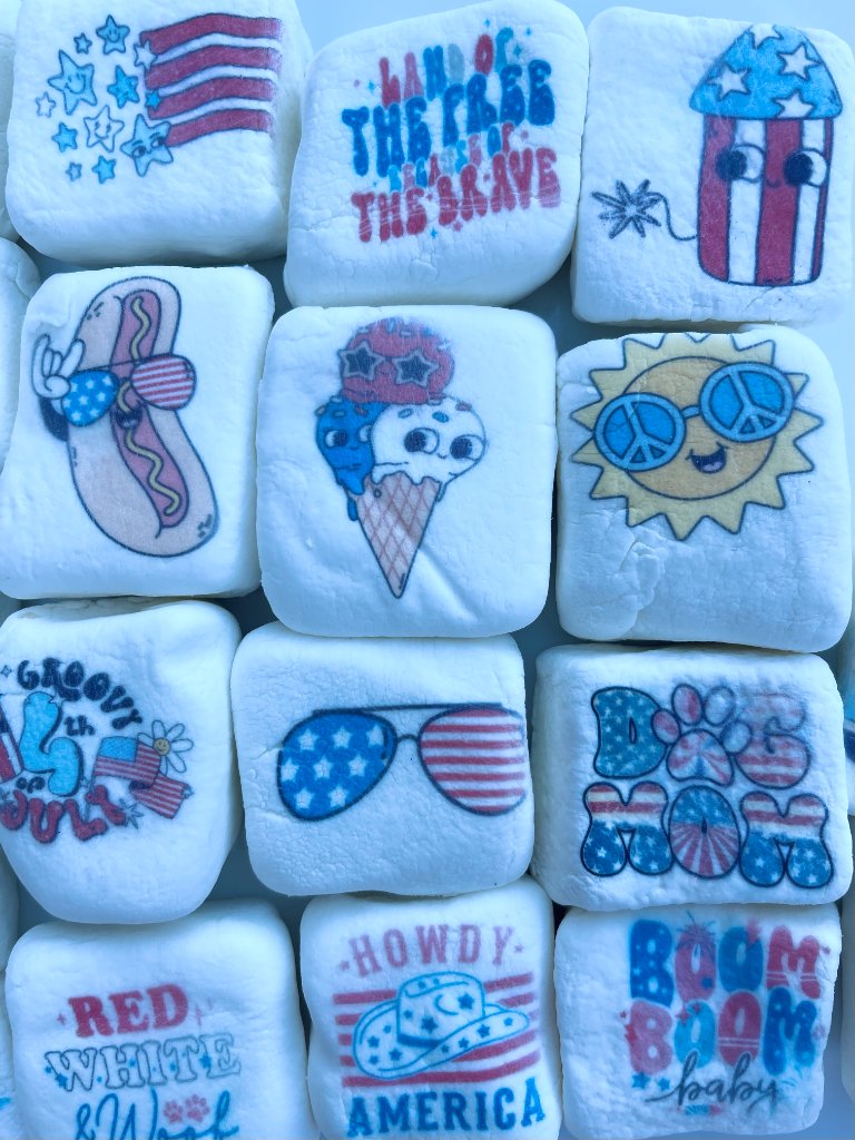Fourth of July themed printed marshmallows collection