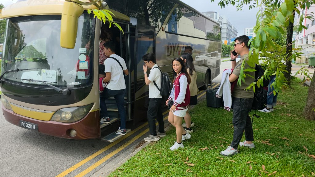 Boarding the coach together