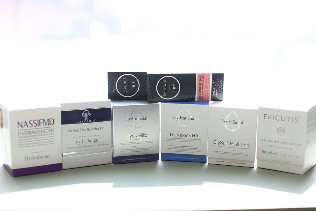 Hydrafacial booster products at Jouri Studio