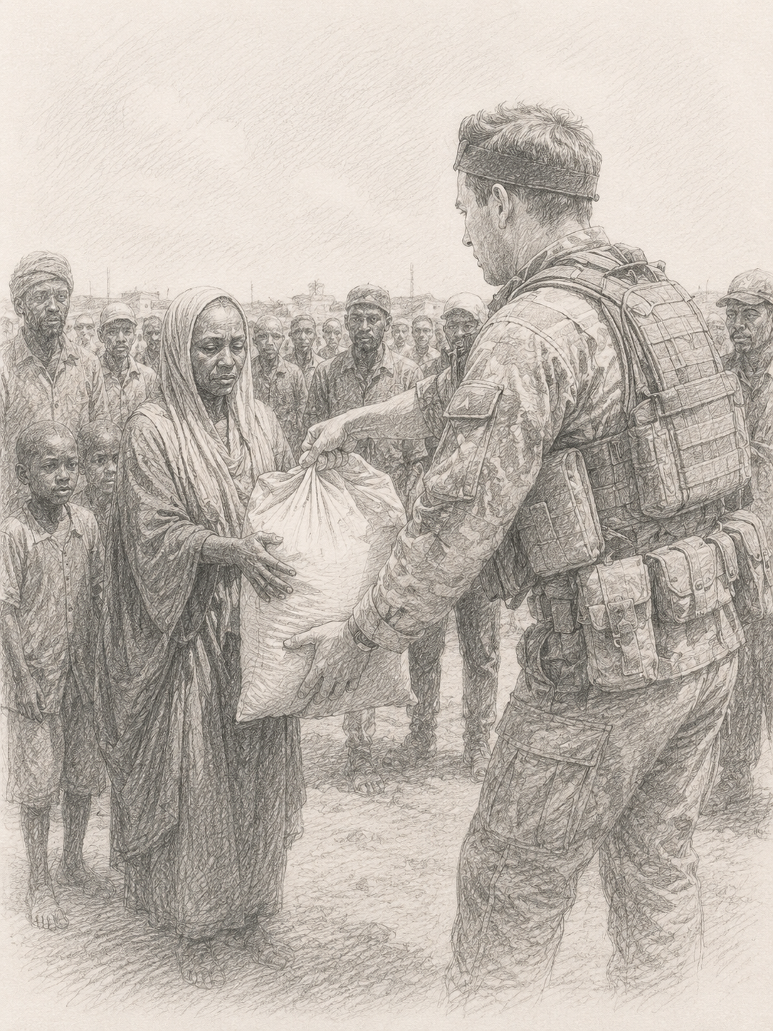 Pencil-sketch illustration accompanying the interview
