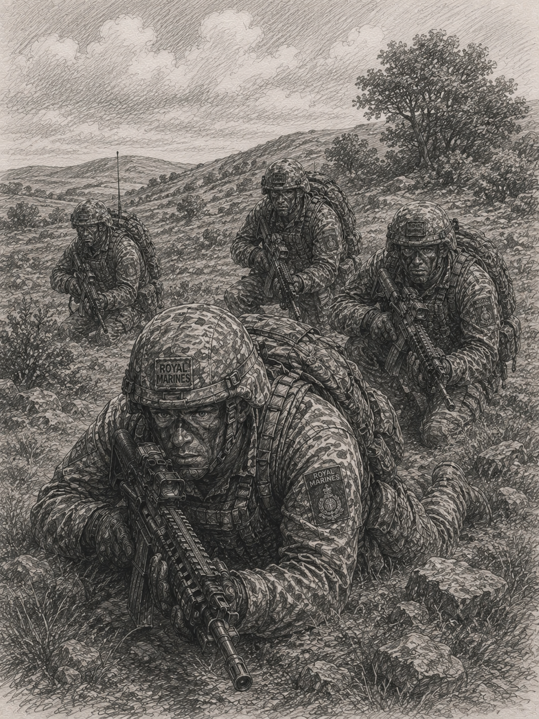 Pencil-sketch illustration accompanying the interview
