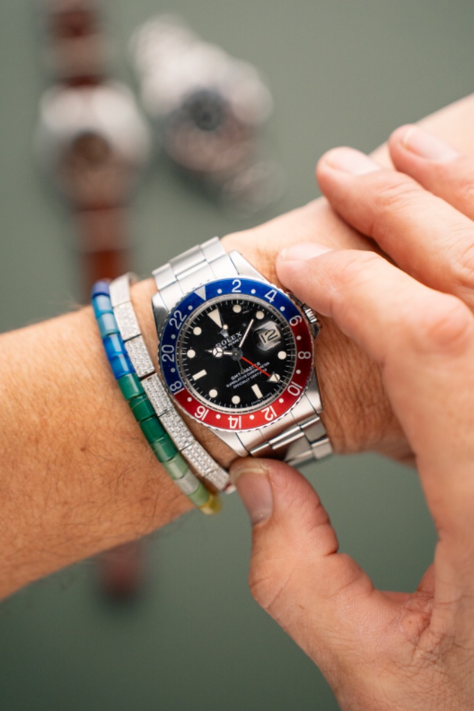 Vintage Rolex GMT on wrist