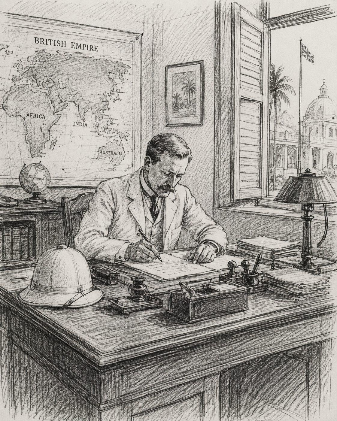 Pencil-sketch illustration accompanying the interview