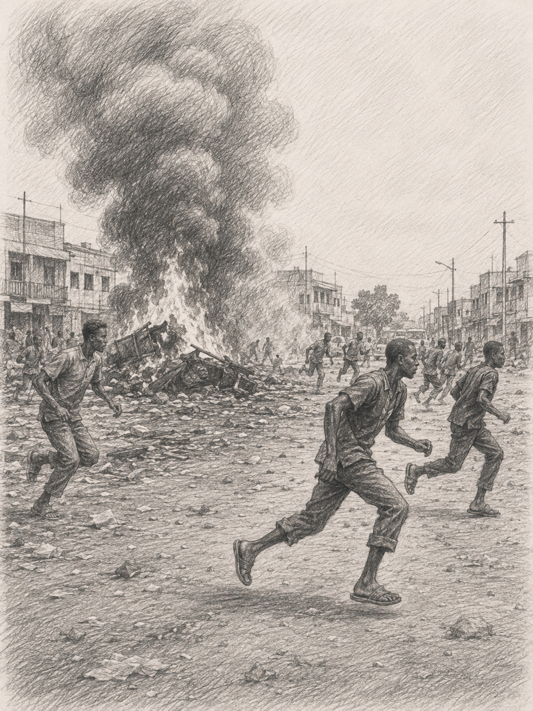 Pencil-sketch illustration accompanying the interview