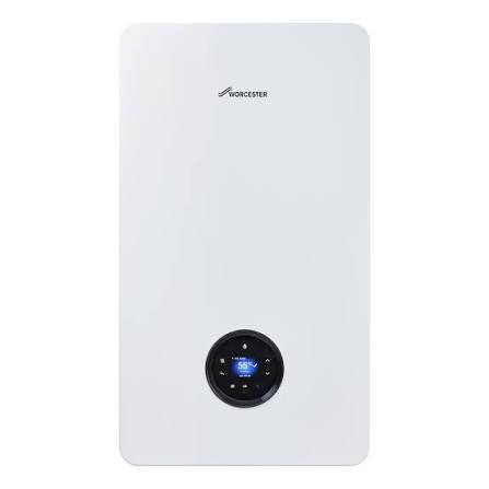 White Worcester Bosch Greenstar 8000 Life boiler with digital control panel showing 55 degrees Celsius in Local air conditioning installation specialists in Billericay, CM12 & surrounding Essex areas. F-Gas certified engineers, top brands, full warranties., Air Conditioning