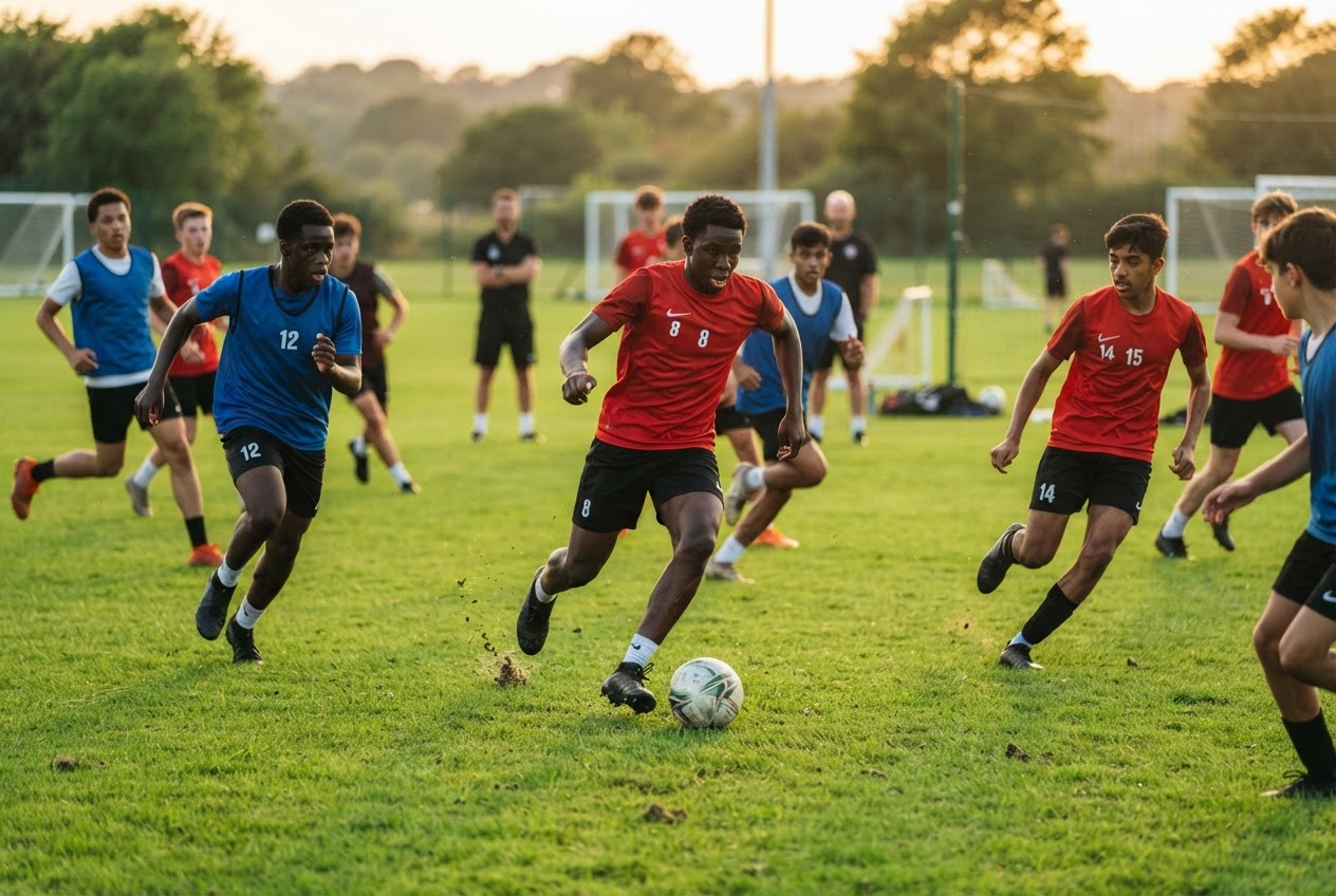 Youth football training session