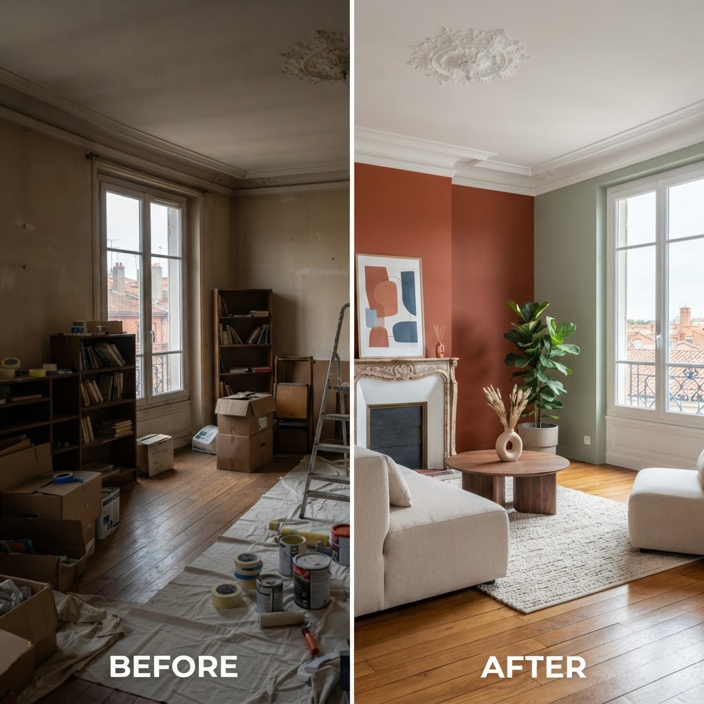 Peindre l'intérieur d'une maison à Toulouse : préparation, technique et finition