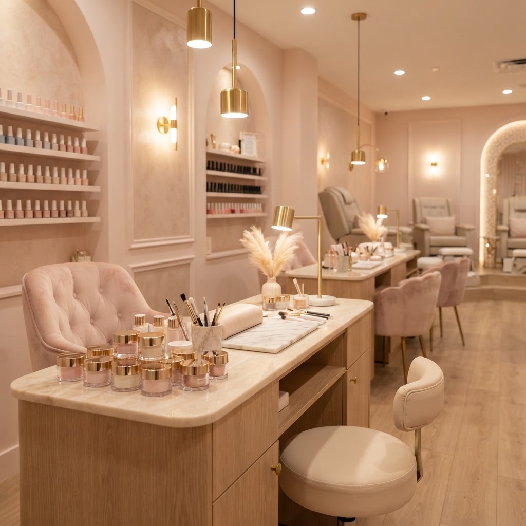 Wnętrze salonu Studio Paznokci "Aura Glam"
