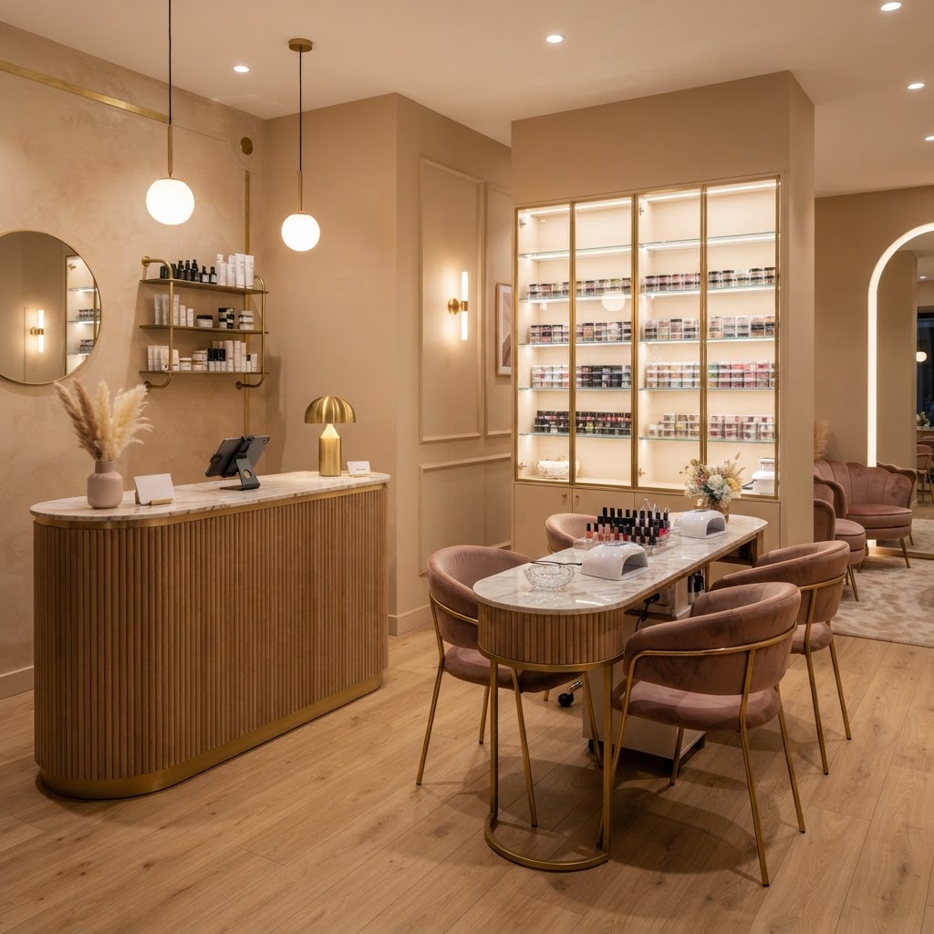 Wnętrze salonu Glam Nail Bar
