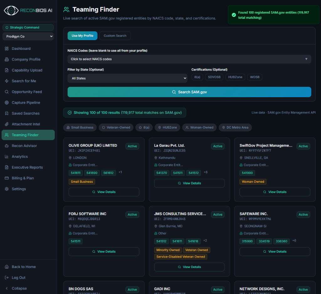 Teaming Finder