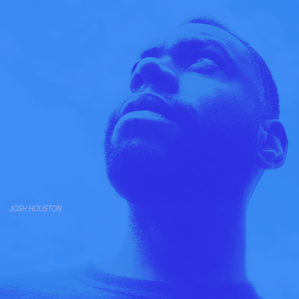 Josh Houston portrait in monochromatic blue.