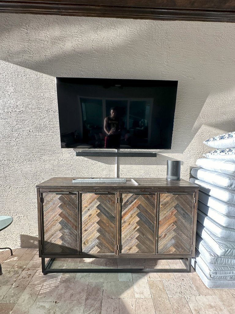 Outdoor TV mounting on patio