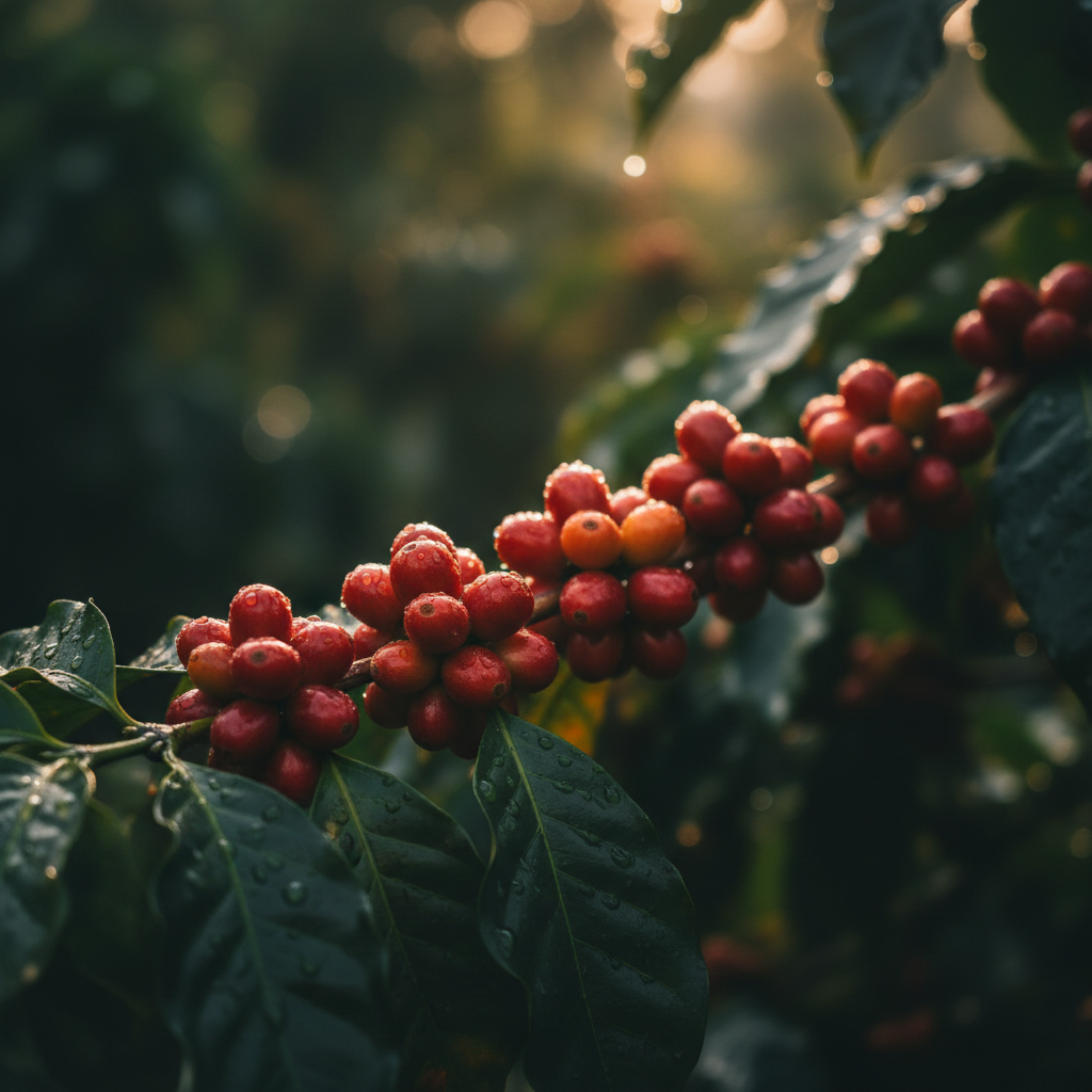 Ripe coffee cherries