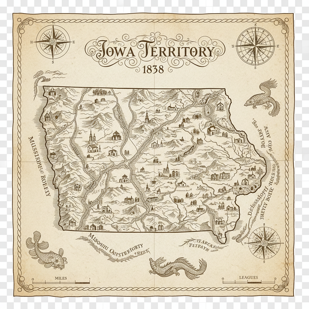 Vintage Iowa map 1846