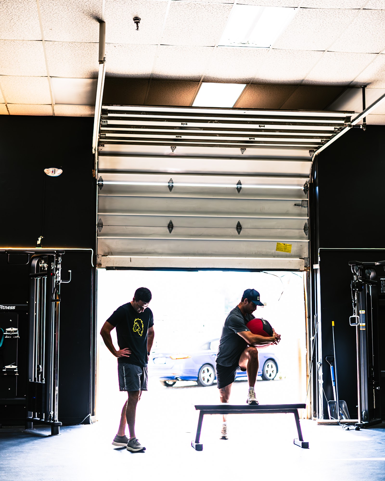 Training on the Big Cat floor with the bay door open