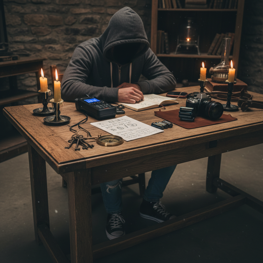 EVP recorder, skeleton keys, and handwritten investigation notes