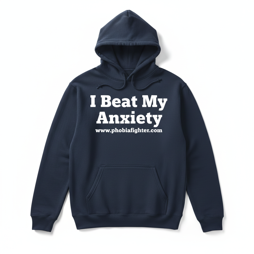 Pullover Hoodie — I Beat My Anxiety (Navy)