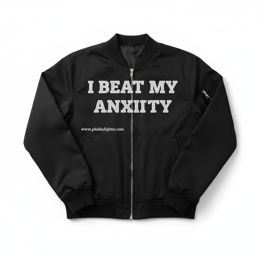 Bomber Jacket — I Beat My Anxiety (Black)