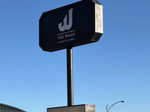The Wash Desserts pylon sign
