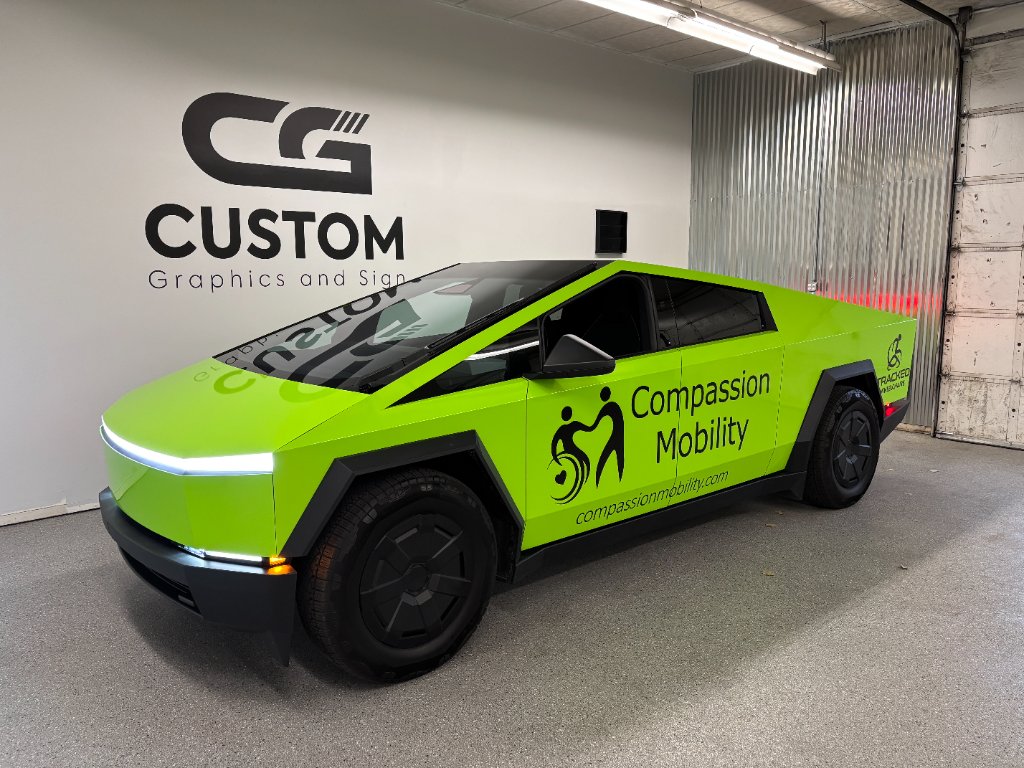 Compassion Mobility Tesla Cybertruck wrap