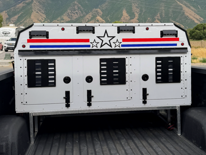 Patriotic custom decals on dog box