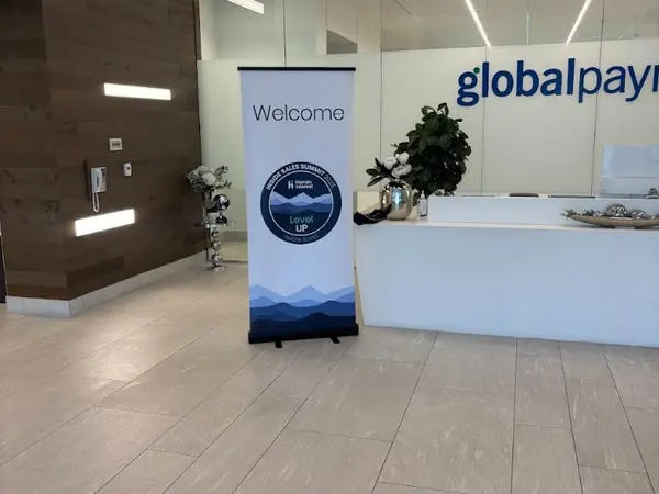 Human Interest sales summit retractable banner