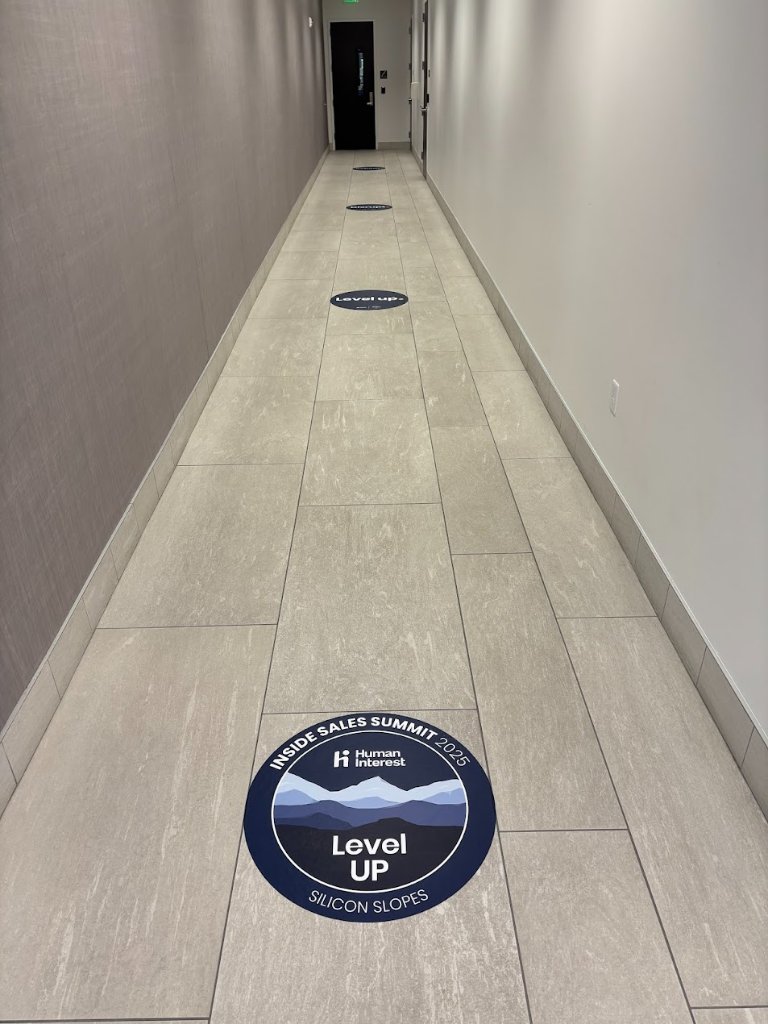 Human Interest floor decal graphics hallway