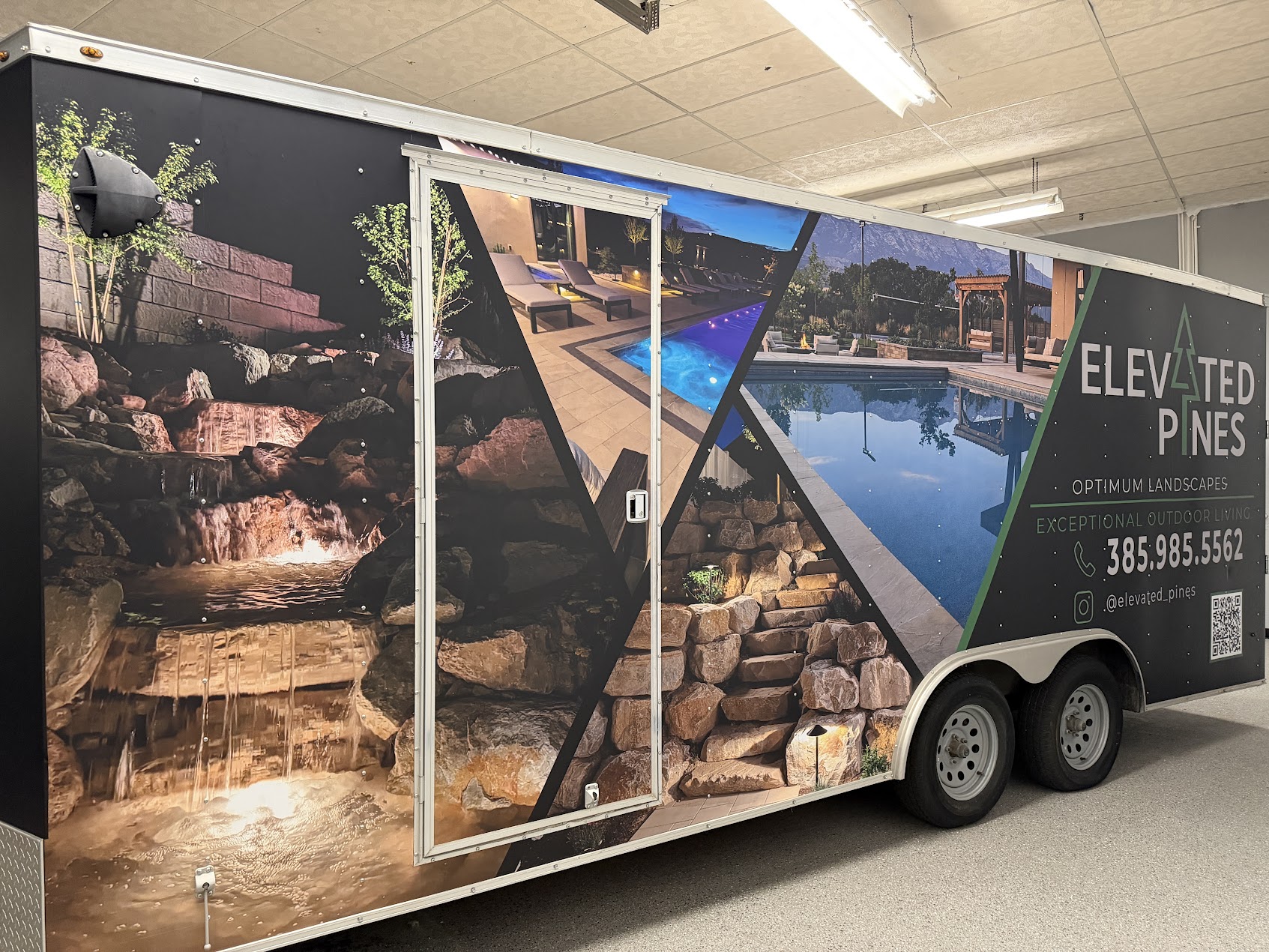 Elevated Pines trailer wrap passenger side