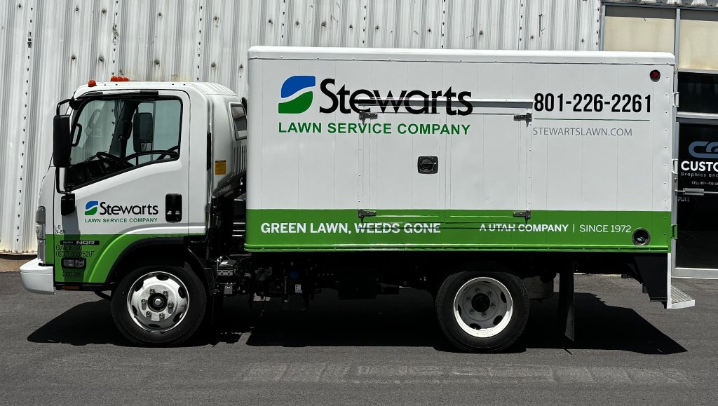 Stewarts Lawn Service Company truck wrap