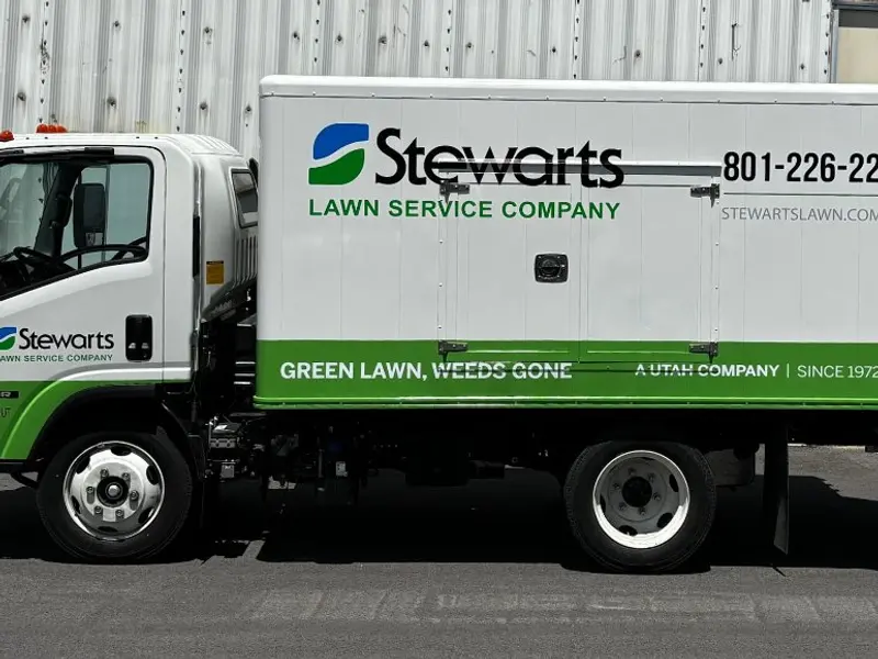 Stewarts Lawn Service Company truck wrap