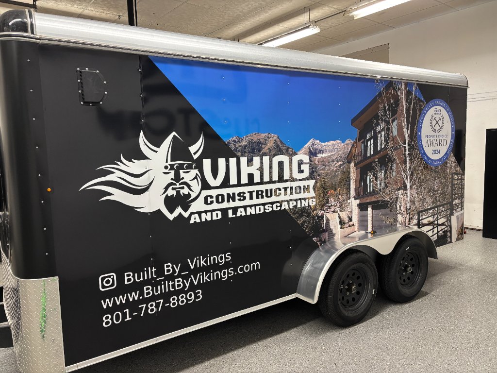 Viking Construction and Landscaping trailer wrap