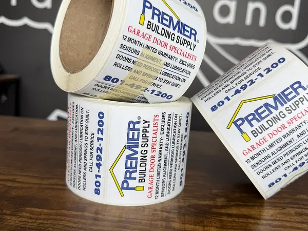 Premier Building Supply garage door specialist sticker rolls