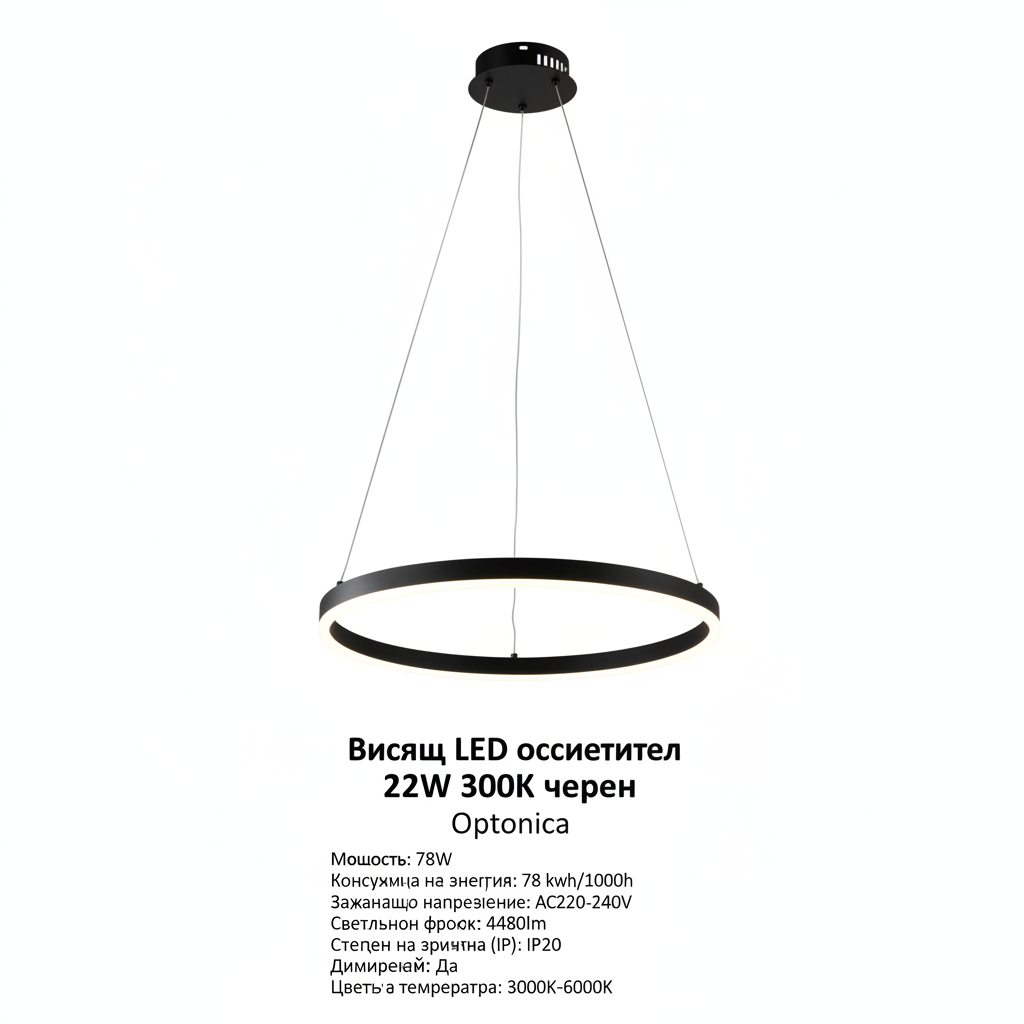 Висящ LED осветител 22W 3000K черен