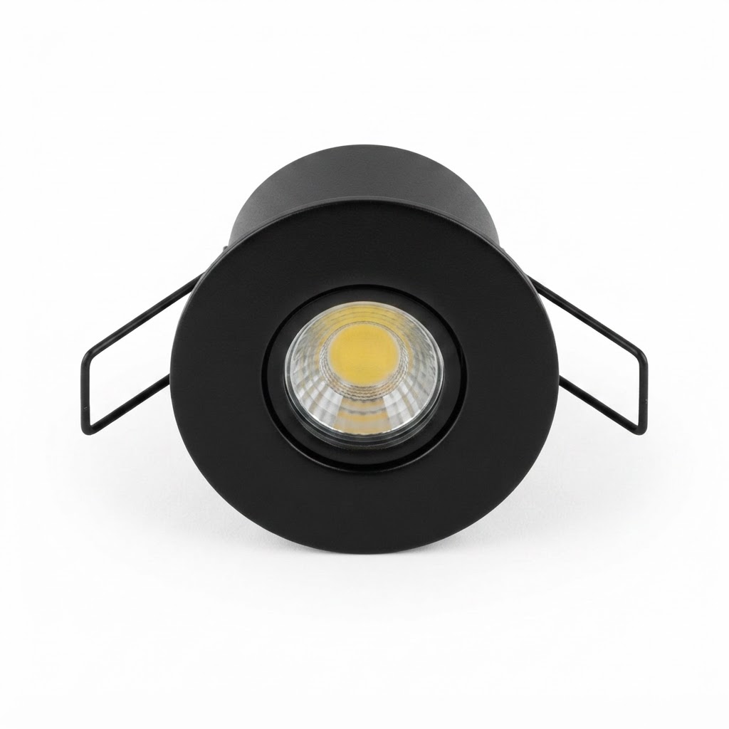 1W LED луничка кръгла черна 220v 60lm 3000K 2
