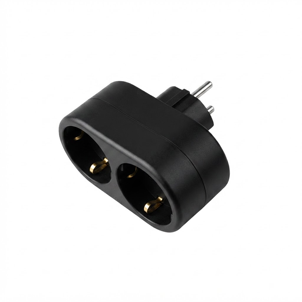 Двукуполов адаптер IP44 2x16a, 16a, 230v, макс. 3500W - черен 2