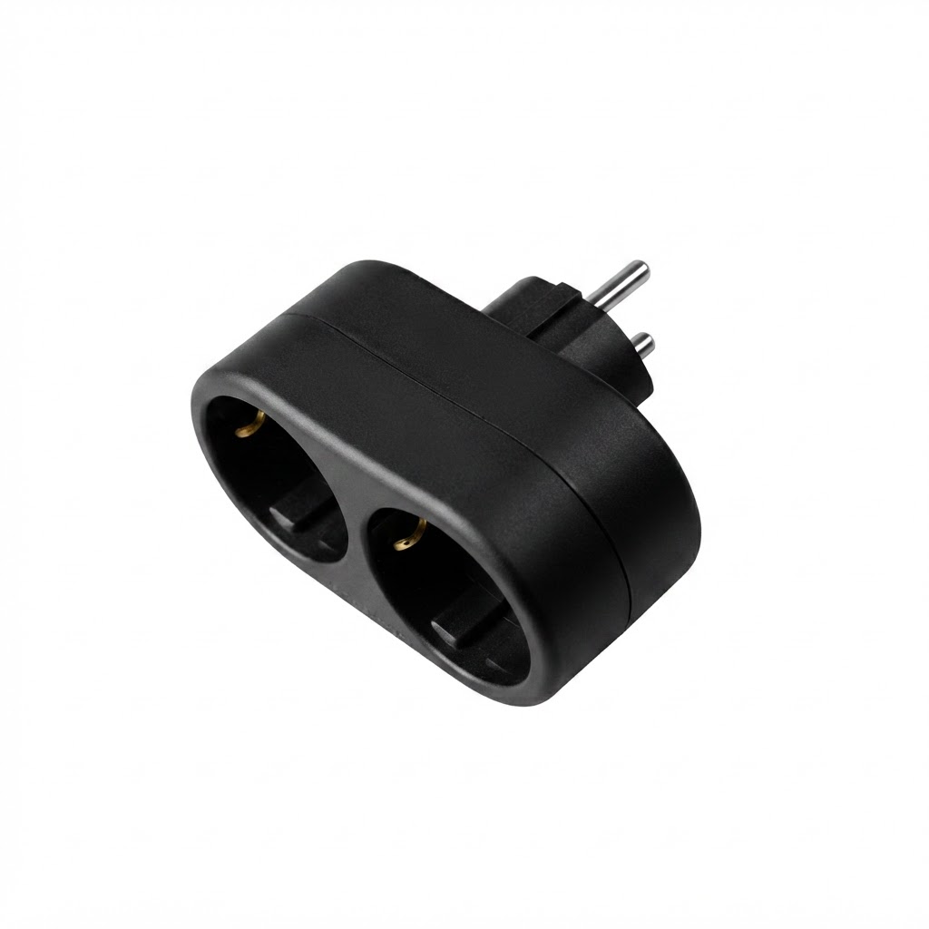 Двукуполов адаптер IP44 2x16a, 16a, 230v, макс. 3500W - черен 4