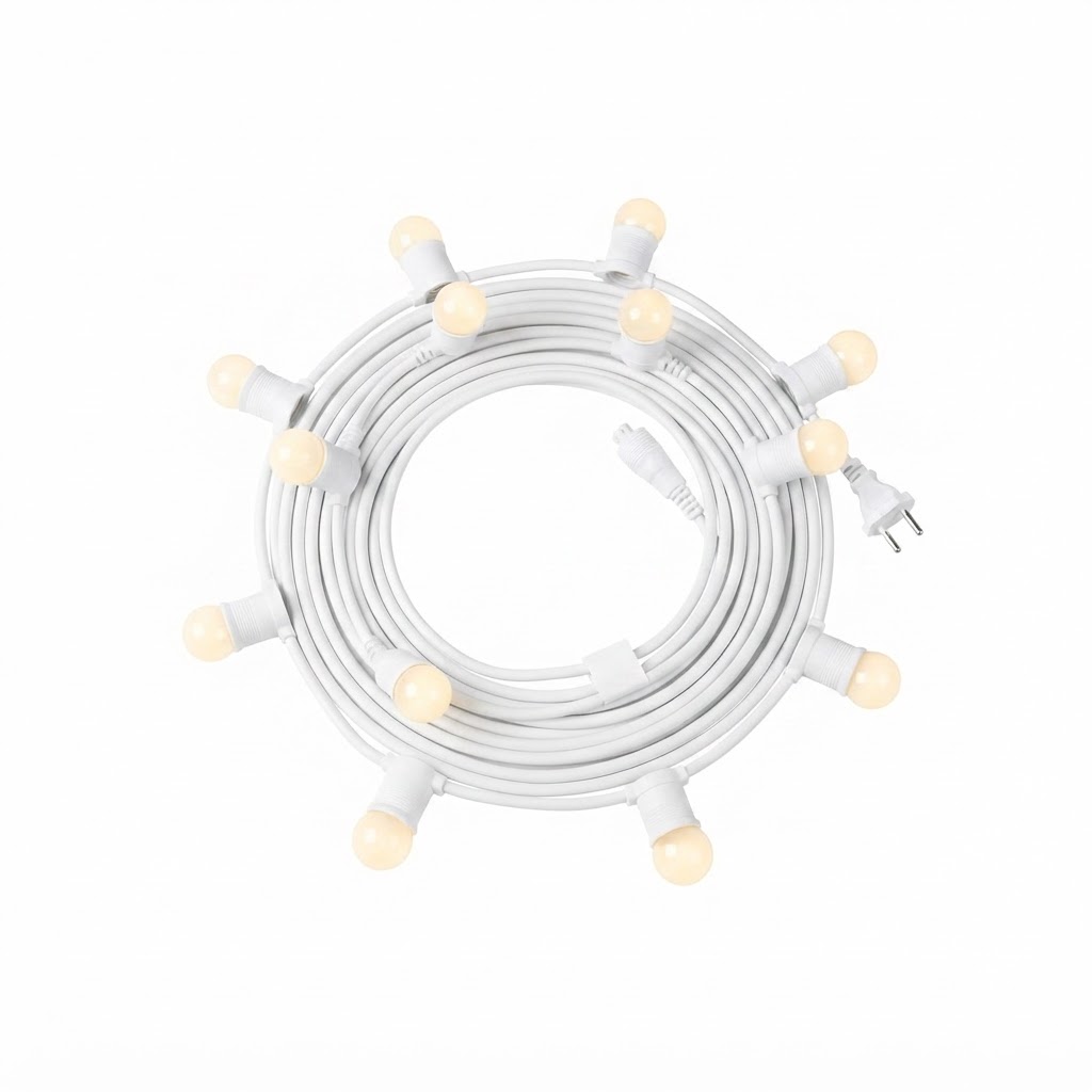 Бял кабел с поредица фасунги с крушки 2700K 10pcs/g45 IP65 8m 2