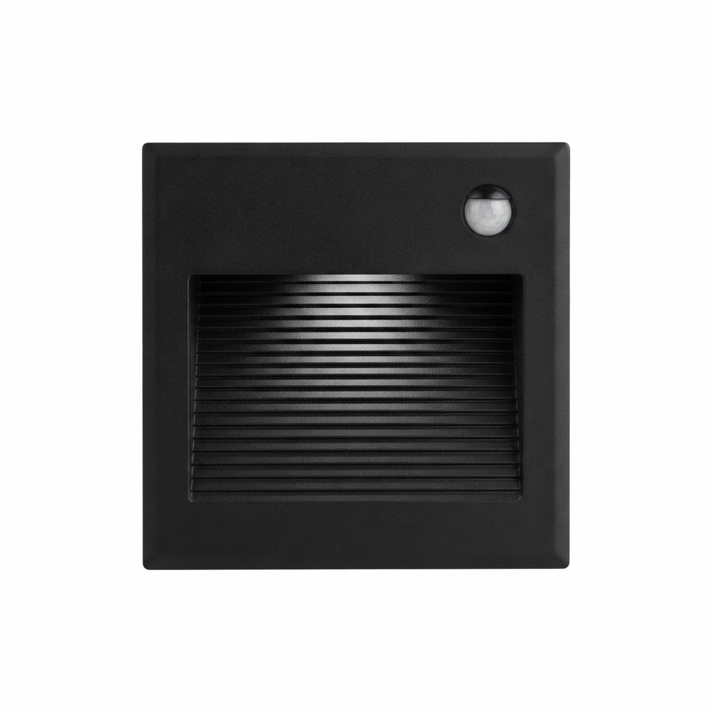 LED лампа за стълби квадратна със сензор 1W 80LM/W 4000K IP20 черна за вграждане 220-240V 2