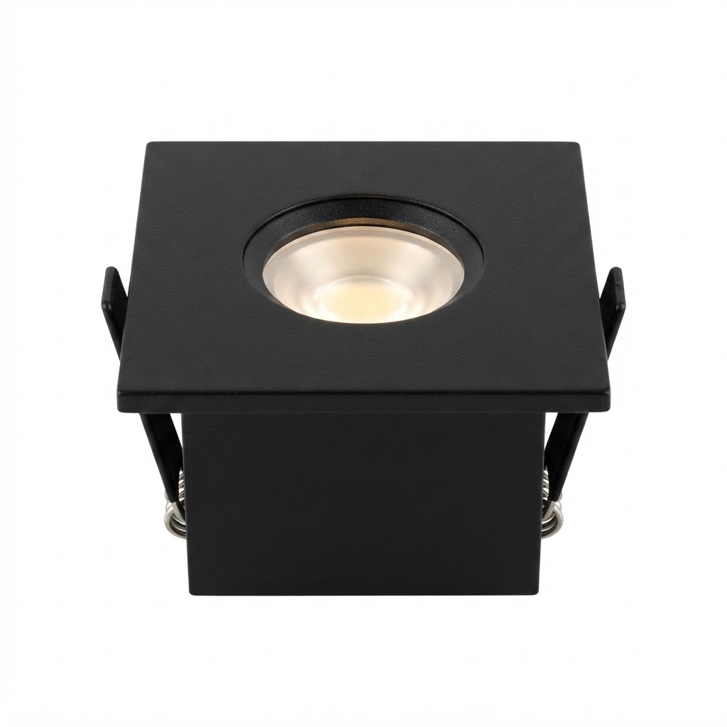 1W LED луничка квадратна черна 220v 60lm 3000K 2