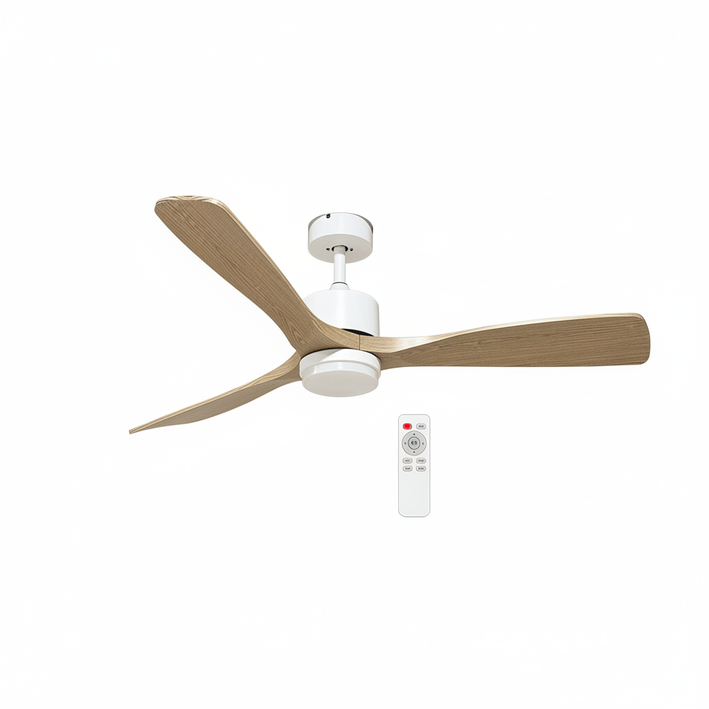 LED вентилатор за таван 18W 1440LM 3CCT бял с дървесен декор и дистанционно
