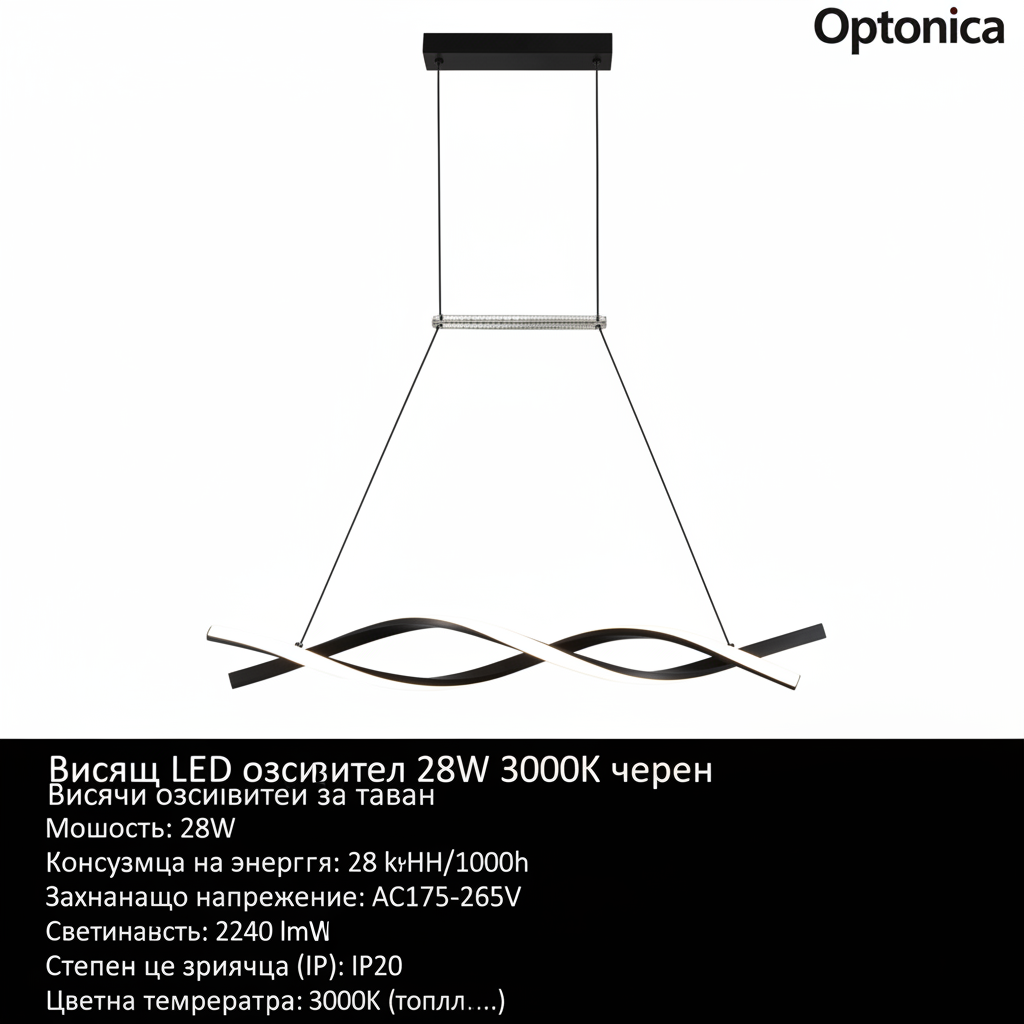 Висящ LED осветител 28W 3000K черен