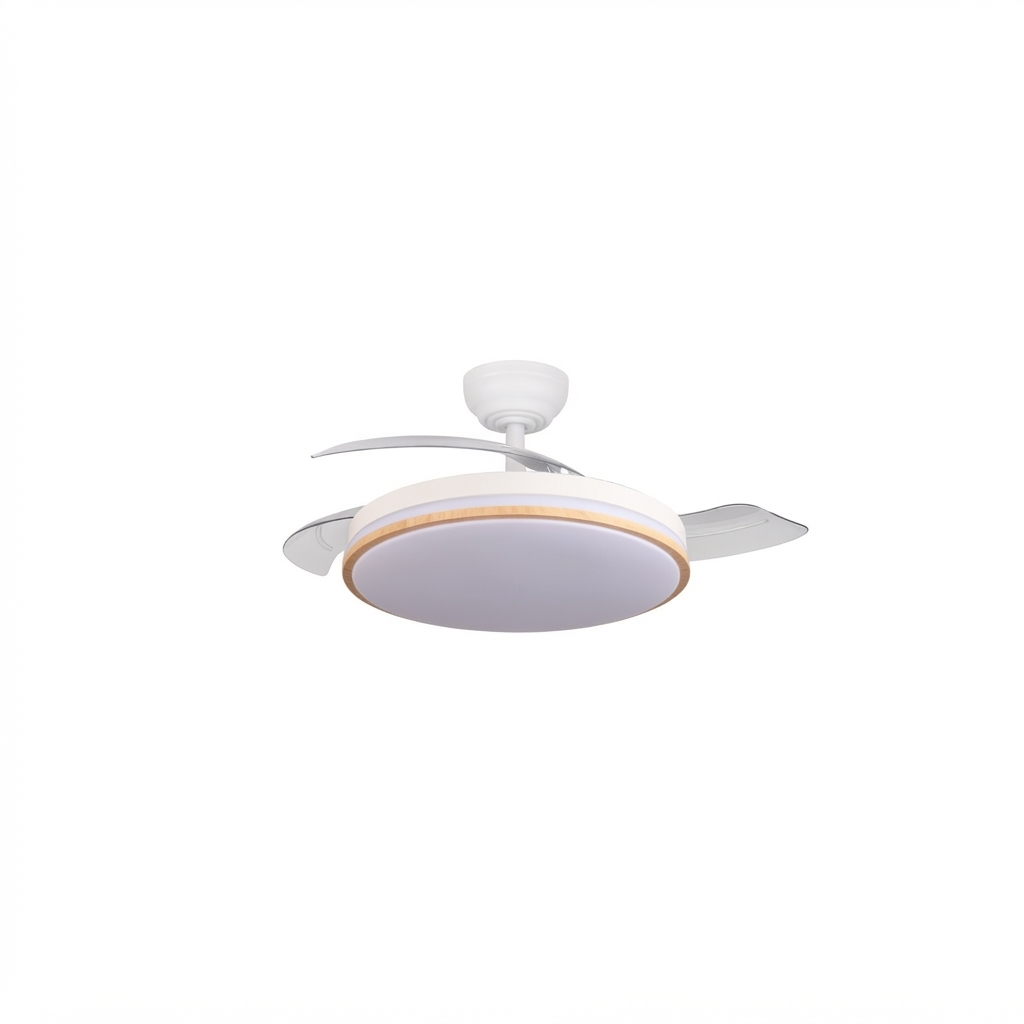 LED вентилатор-плафон 30W 2400lm 3 цветни температури (2700K/4000K/6000K) Бяло+Дърво
