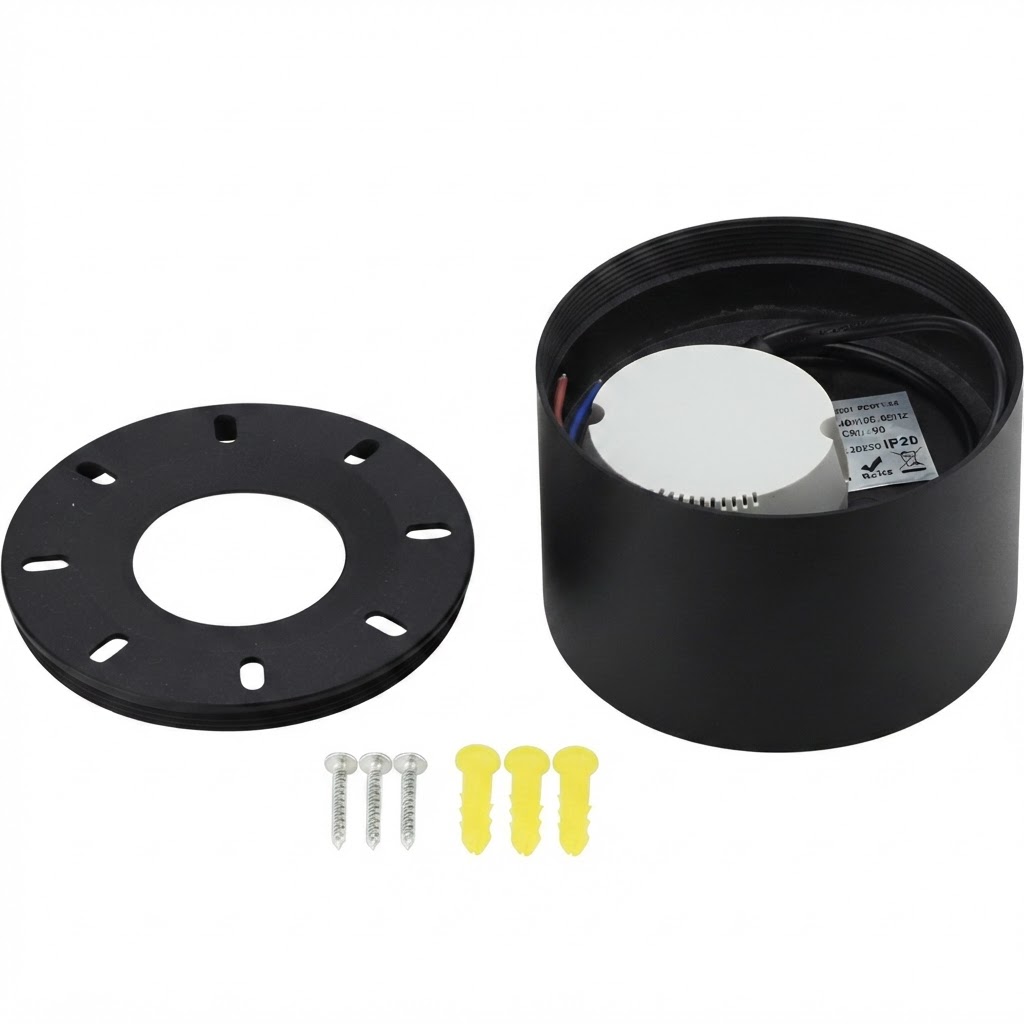 LED луна за открит монтаж 12W 80LM/W черна 3000K Bridgelux чип регулируема 3