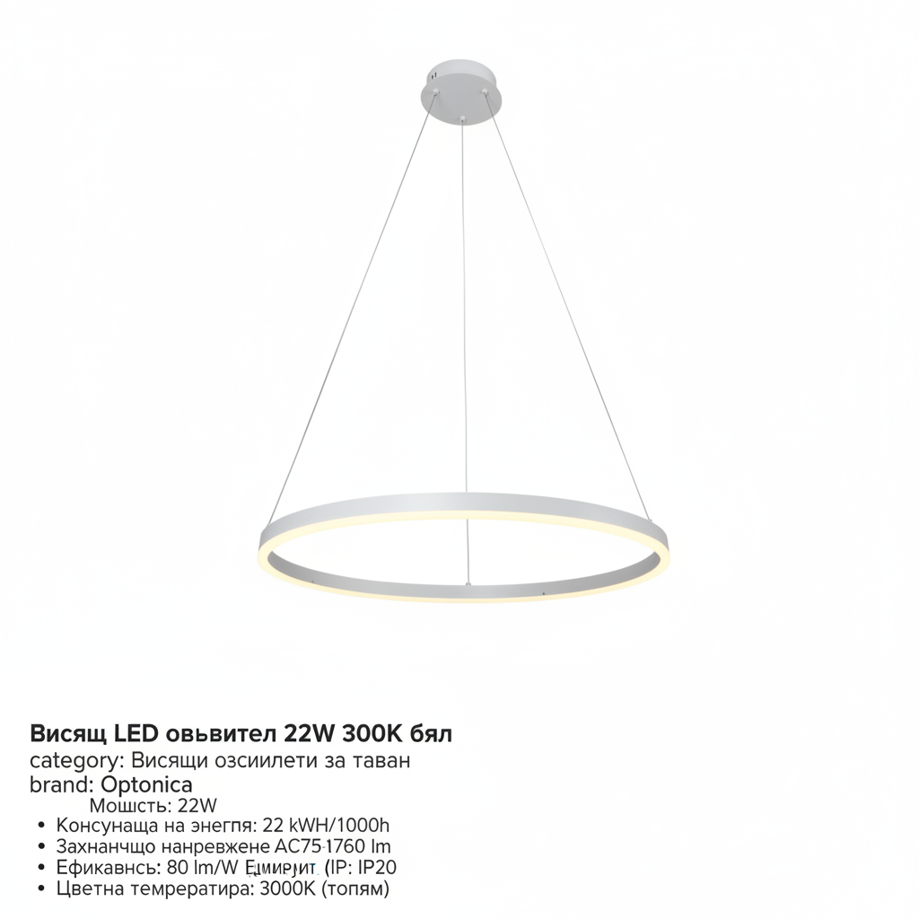 Висящ LED осветител 22W 3000K бял